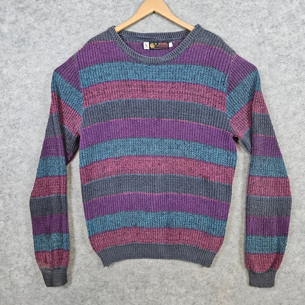 Vintage Jersild Distinctive Sportswear Striped Cotton Men's Sweater Size L FLAWS